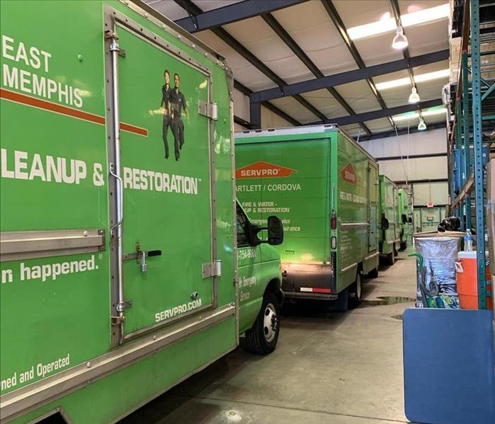 SERVPRO vehicles ready to respond.